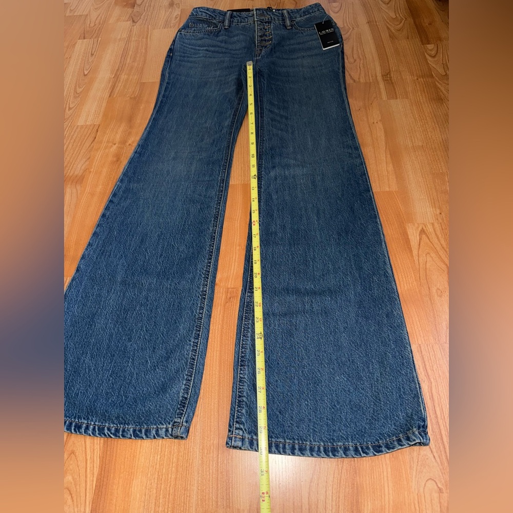 Ralph Lauren Women Size 0 Petite High Rise Flare Denim Jeans Expossed Button New - Picture 8 of 16